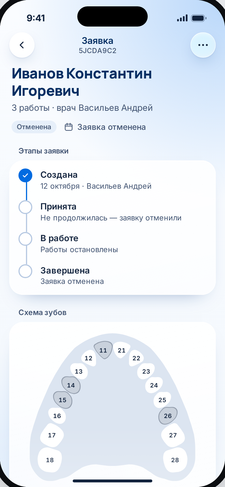 Заявка отменена